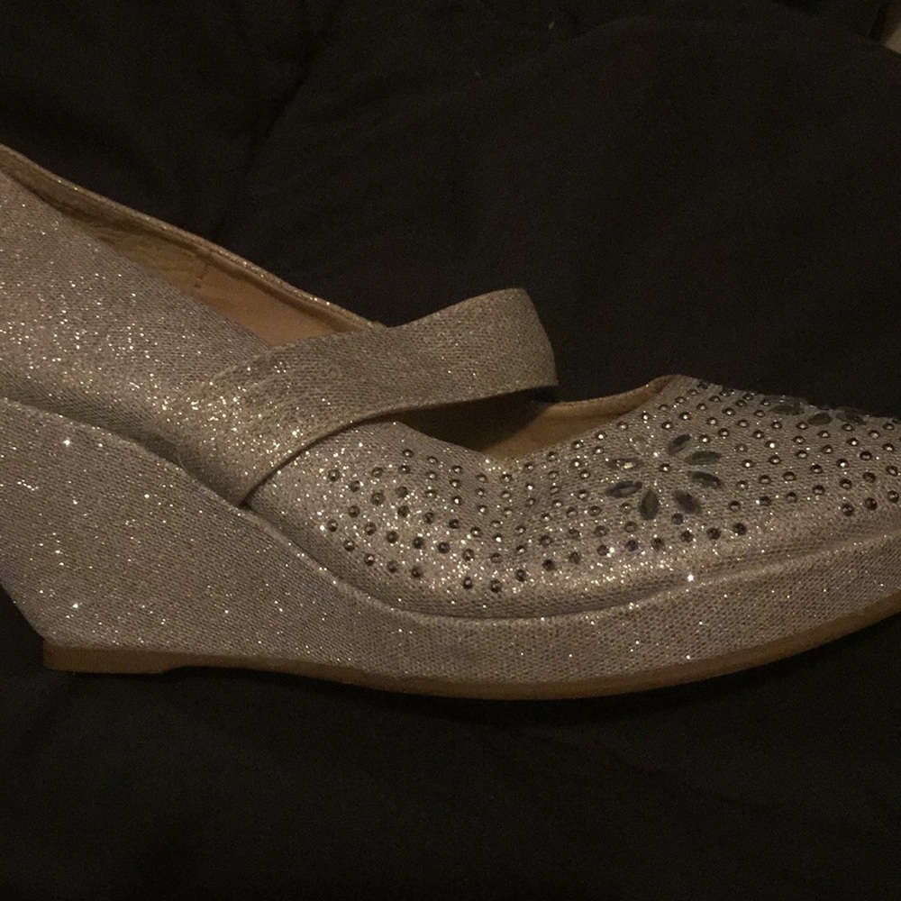 high heels they are silver with sparkle